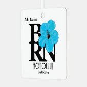 ホノ生まれルルブルーハイビスカス メタルオーナメント (正面左)