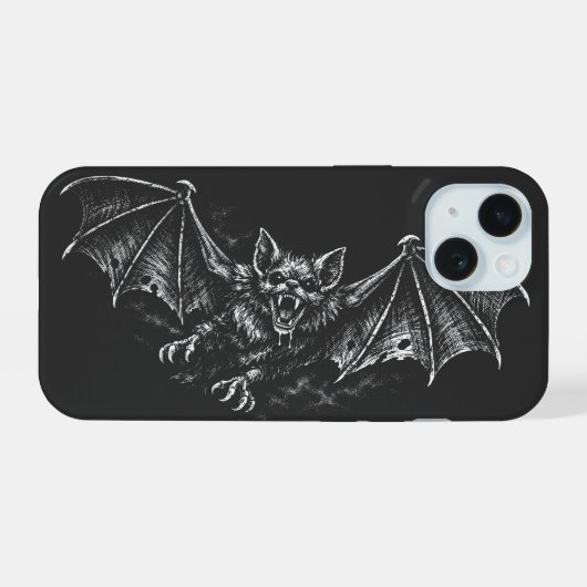 ホバリングするコウモリ - by BurnsInHell iPhone 15ケース (裏面横)