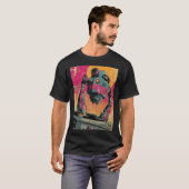 ホバリングDJドローン - ホットネオンのレトロターンテーブル Tシャツ (正面フル)