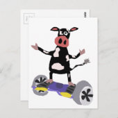 ホバーおもしろいボードの白黒の牛 ポストカード (正面/裏面)