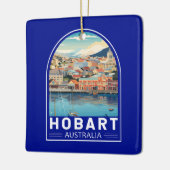 ホバートオーストラリアトラベルアートヴィンテージ セラミックオーナメント (左)