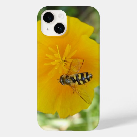 ホバーフライとカリフォルニアポピー Case-Mate iPhoneケース (裏面)
