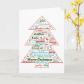 ホパーソナライズされたリデークリスマスツリーワードアート カード (黄色い花)