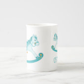 ホビーホースwhimsy水色アクア名前をカスタムする ボーンチャイナマグカップ (正面)