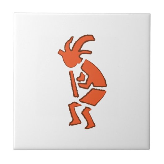 ホピフルート奏者 – 南西インディアンデザイン タイル (正面)