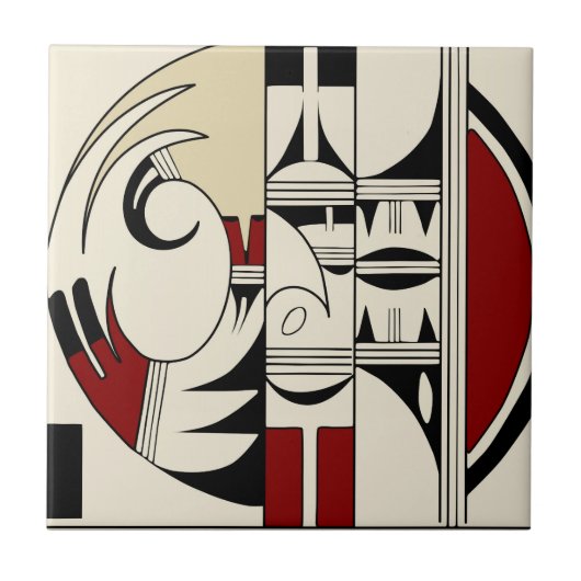 ホピー族陶器01 タイル (正面)