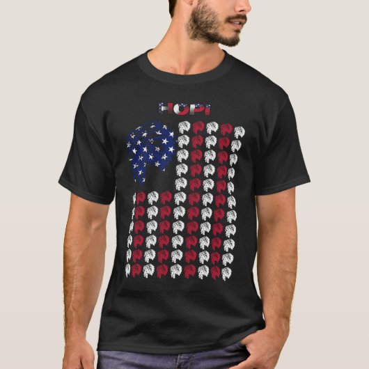 ホピ先住民アメリカインディアン米国州旗7月4日 Tシャツ (正面)