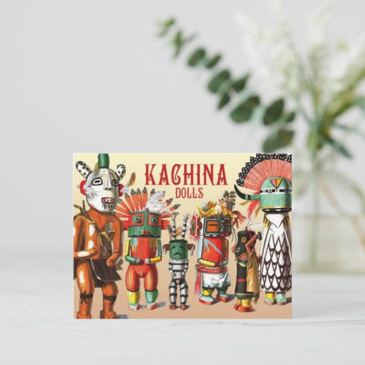ホピ先住民・アメリカン部族のカチーナ人形 ポストカード (スタンド正面)