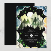 ホファイリーフォレストウッドランド誕生日 招待状 (正面/裏面)