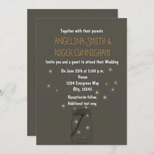 ホファイリーメイソンジャー素朴結婚式招待状 招待状 (正面/裏面)