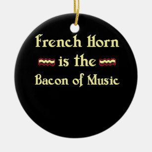 ホフランスのーンは音楽Tシャおもしろいツのベーコン セラミックオーナメント
