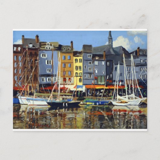 ホフルエール港の帆船の美しい景色 ポストカード (正面)