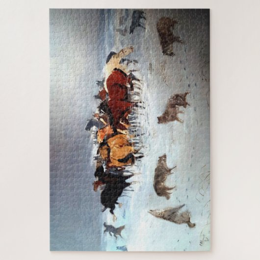 ホフ飛んでいるス狼パック馬を攻撃Cラッセル ジグソーパズル (縦)