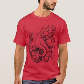 ホプトパシービール飲みタコ Tシャツ
