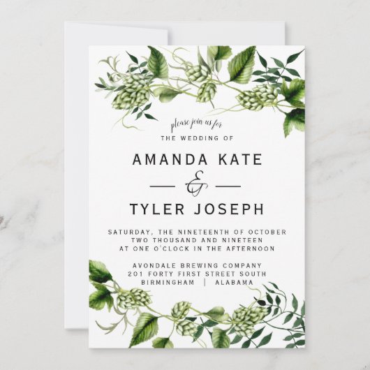 ホプヴィン結婚式招待状ホップつる植物 招待状 (正面)