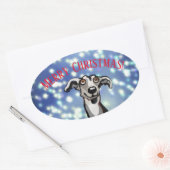 ホペット星空の夜，メリークリスマス 楕円形シール (封筒)