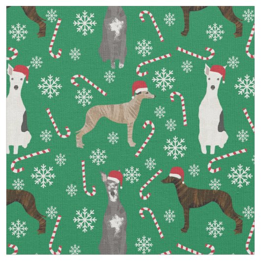 ホペット犬のクリスマス ファブリック (クローズアップ)