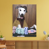 ホペット犬を着飾って賭博台 キャンバスプリント (インサイチュ (リビング))