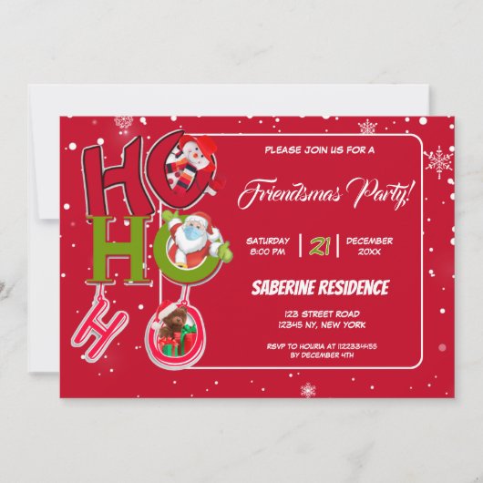 ホホおもしろいホレトロクリスマスパーティの招待状 招待状 (正面)