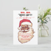 ホホおもしろいホーホーホリーアフリカンアメリカンサンタクリスマス 招待状 (スタンド正面)