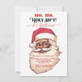 ホホおもしろいホーホーホリーアフリカンアメリカンサンタクリスマス 招待状 (正面)