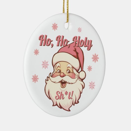 ホホおもしろいレトロサンタクリスマスパーティー セラミックオーナメント (右)
