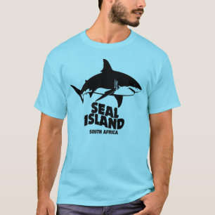 ホホジロザメと泳ぐ - シールアイランド Tシャツ