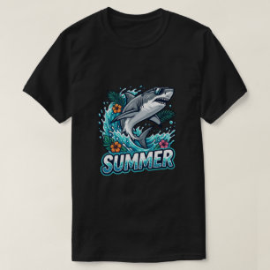 ホホジロザメのジャンプ - 夏の生き物 Tシャツ