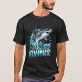 ホホジロザメのジャンプ - 夏の生き物 Tシャツ (正面)
