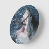 ホホジロザメの頭部 ラウンド壁時計 (傾斜)