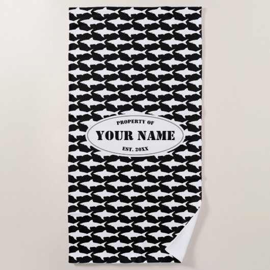 ホホジロザメパターンが付いているカスタムなビーチタオル ビーチタオル (正面)