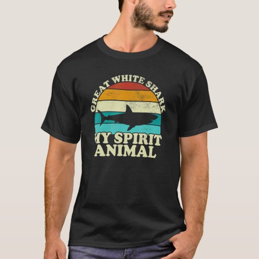 ホホジロザメ 私の精神動物 ヴィンテージ 魚 F Tシャツ (正面)