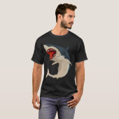 ホホジロザメ 開いた 牙 Tシャツ (正面フル)