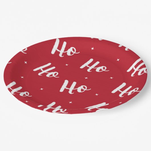ホホタイポグラフィシーズンクリスマスホリデーレッド ペーパープレート (アングル)