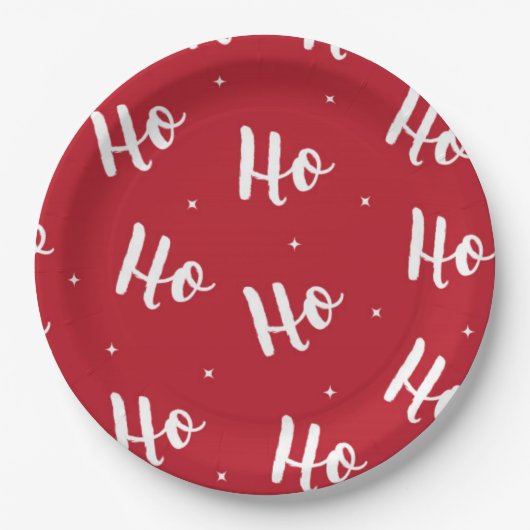 ホホタイポグラフィシーズンクリスマスホリデーレッド ペーパープレート (正面)