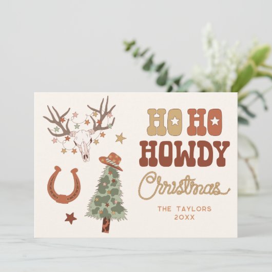 ホホハウディーカウボーイクリスマスファミリークリスマスカード シーズンカード (スタンド正面)