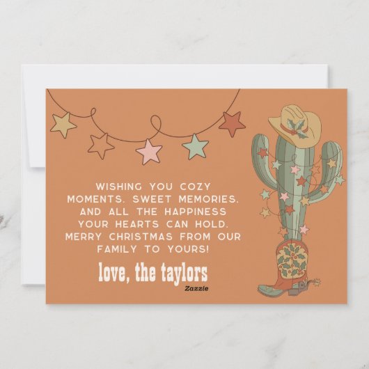 ホホハウディーカウボーイクリスマスファミリークリスマスカード シーズンカード (裏面)