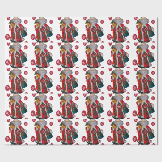 ホホホハッピーサンタメリークリスマスハッピーホリデー ラッピングペーパー (フラット)