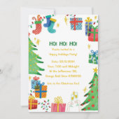 ホホホホウォーターカラフルカラーフレームホリデーパーティー 招待状 (正面)