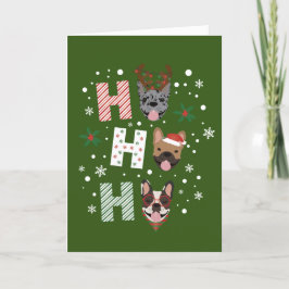 ホホホホウブルドッグフランスのハッピーホリデー シーズンカード