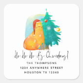 ホホホホクリスマスキャット戻り名住所 スクエアシール (正面)