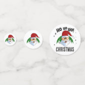 ホホホホクリスマスサンおもしろいタ顔グリーンレッド コンフェッティ (正面)