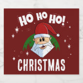 ホホホホクリスマスサンおもしろいタ顔レッドグリーン スパークリングワインラベル (シングルラベル)