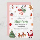 ホホホホクリスマスサンタ3st誕生日パーティー 招待状 (正面/裏面)