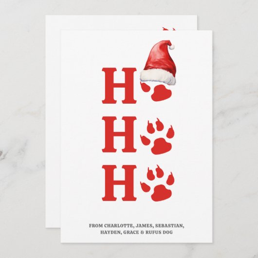 ホホホホクリスマスドッグポーパーソナライズされた シーズンカード (正面/裏面)