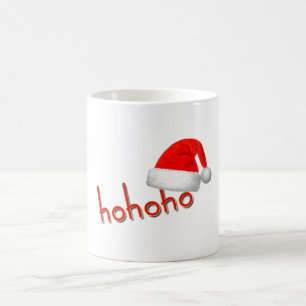 ホホホホクリスマスハットレッドホワイトシンプル コーヒーマグカップ