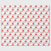 ホホホホクリスマスハットレッドホワイトシンプル ラッピングペーパー (フラット)