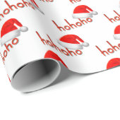 ホホホホクリスマスハットレッドホワイトシンプル ラッピングペーパー (ロールコーナー)