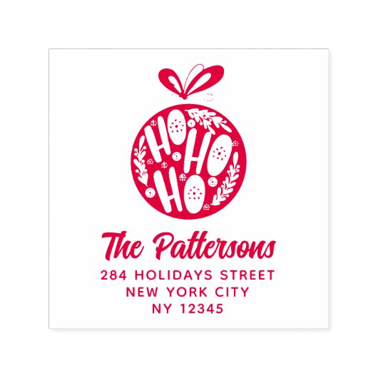 ホホホホクリスマスバウブルネーム差出人住所 セルフインキングスタンプ (デザイン)