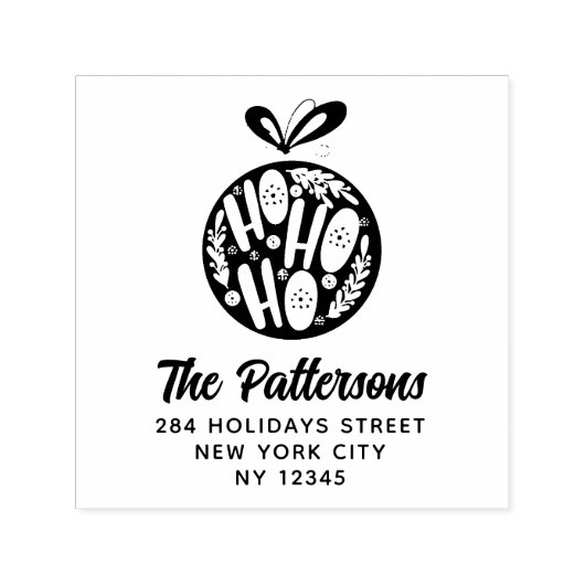 ホホホホクリスマスバウブルネーム差出人住所 セルフインキングスタンプ (デザイン)